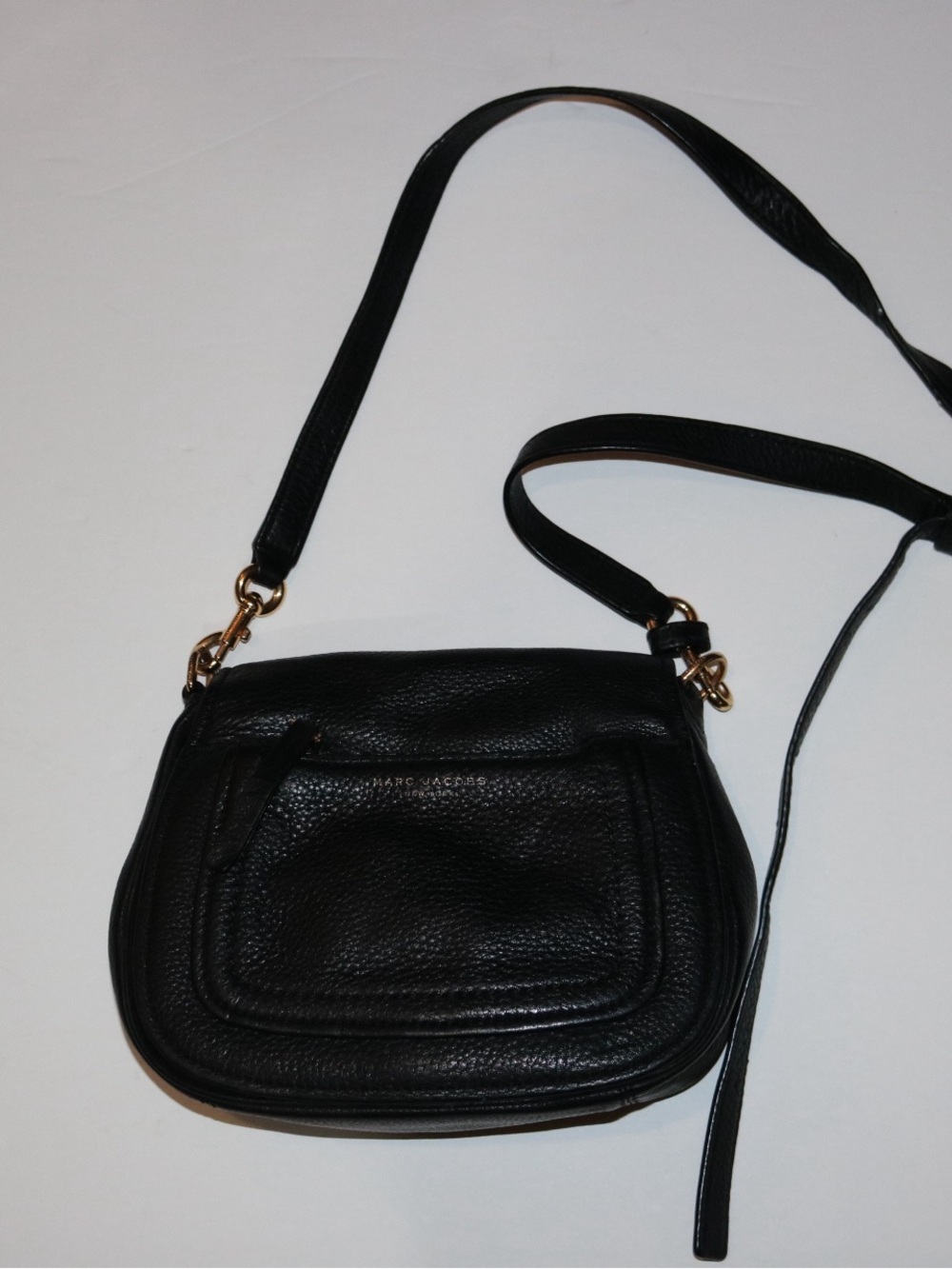 Marc Jacobs Black Pebbled Leather Crossbody with Gold Hardware